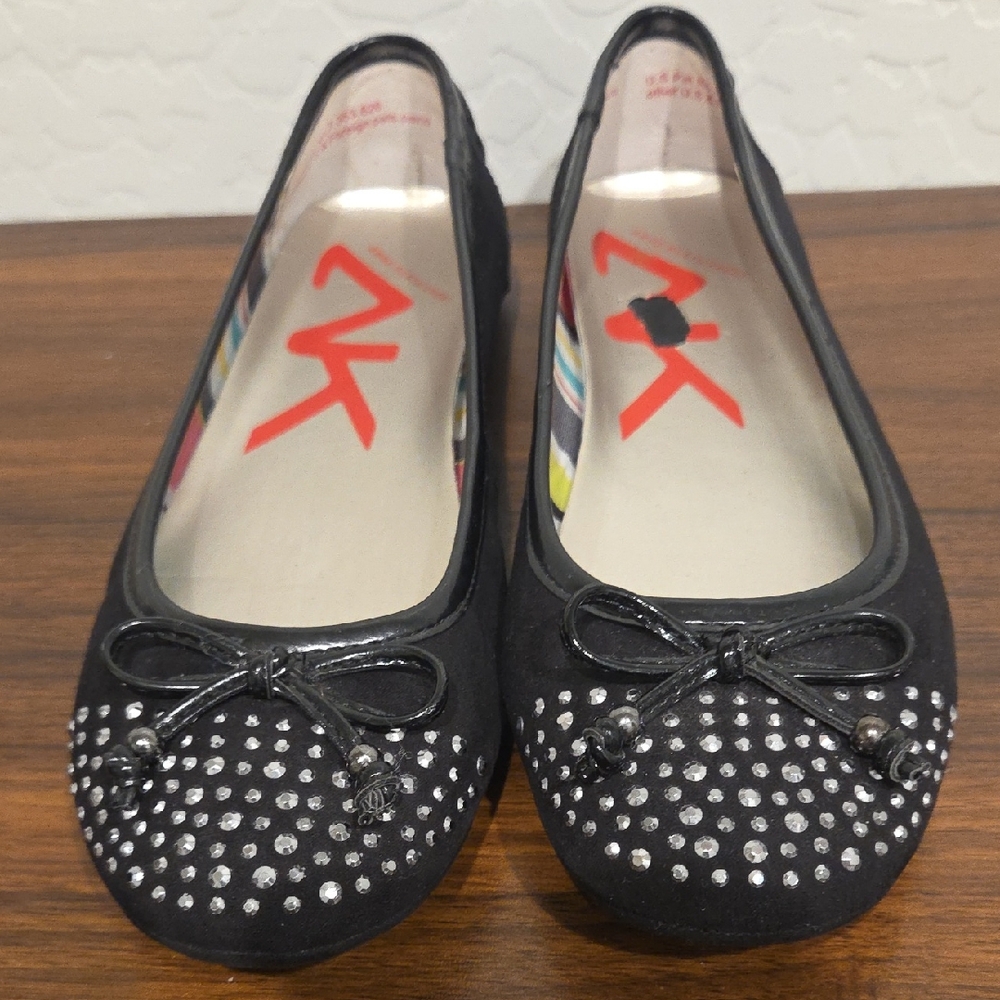 Anne Klein Sport Black Flats with Silver Accents